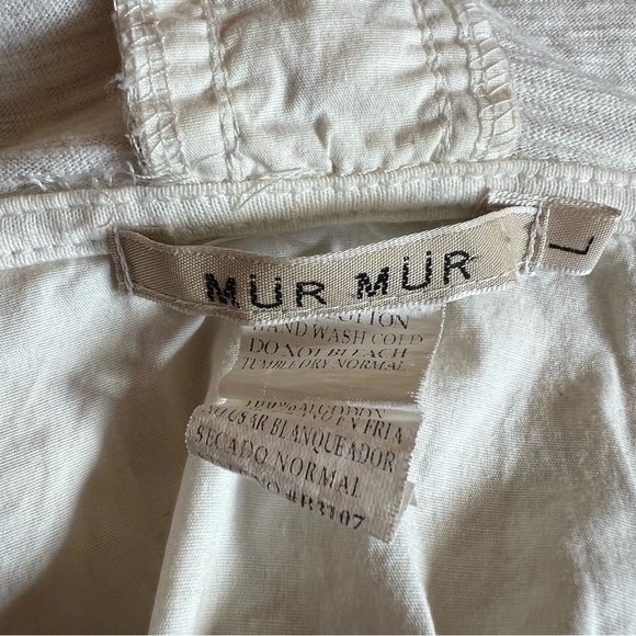 Murmur Off White Peace Love Cotton Utility Jacket With Embroidery Rivets Size L - Picture 8 of 9